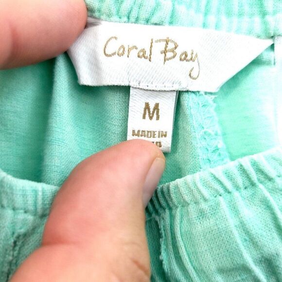 Coral Bay‎ Linen Rayon Green Medium Shorts High Rise 30/8 - Picture 5 of 6